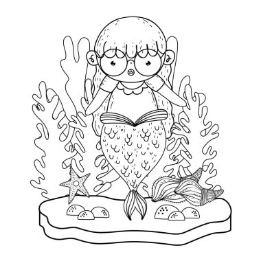 Deniz yosunu fairytale karakter ile güzel deniz kızı