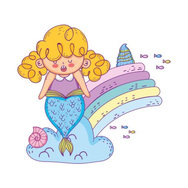 bulutlar, gökkuşağı ile şirin deniz kızı