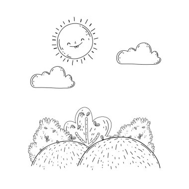 Güneş ve bush sahne ile güzel manzara