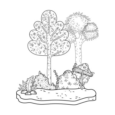 güzel orman ve mantar peyzaj sahne