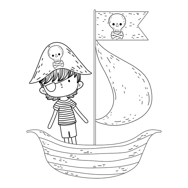 Küçük korsan tekne fairytale karakter — Stok Vektör