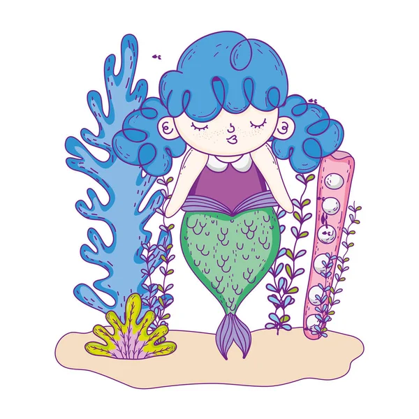 Niedliche Meerjungfrau Unterwasser-Szene — Stockvektor