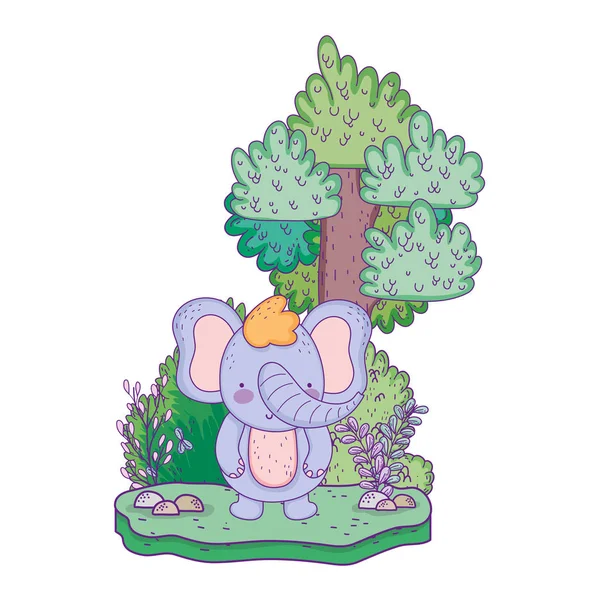 Little elephant in the landscape — Stock Vector
