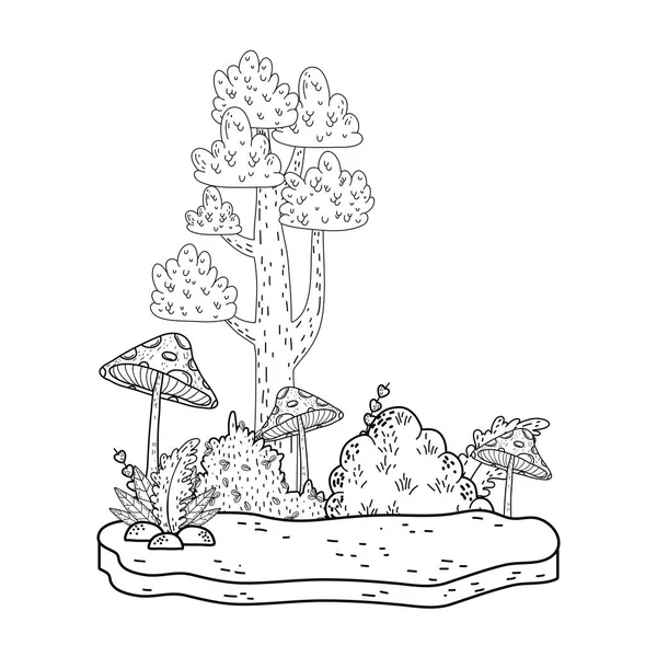 Schöne Wald- und Pilzlandschaft — Stockvektor