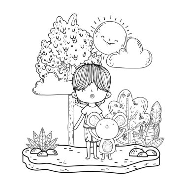 küçük fare ile çocuk peyzaj