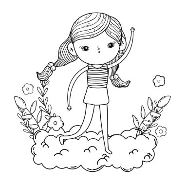 bulutlar vektör çizim tasarım küçük kız