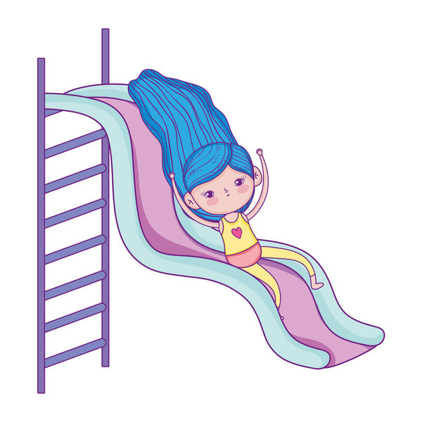 маленькая девочка в купальниках на горке
