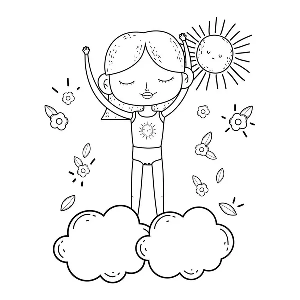 Little girl in the clouds — Stock Vector