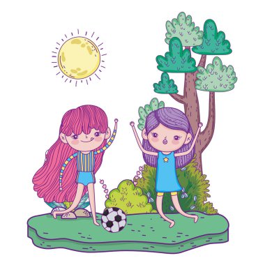 sevimli küçük kız futbol manzara modunda oynamak