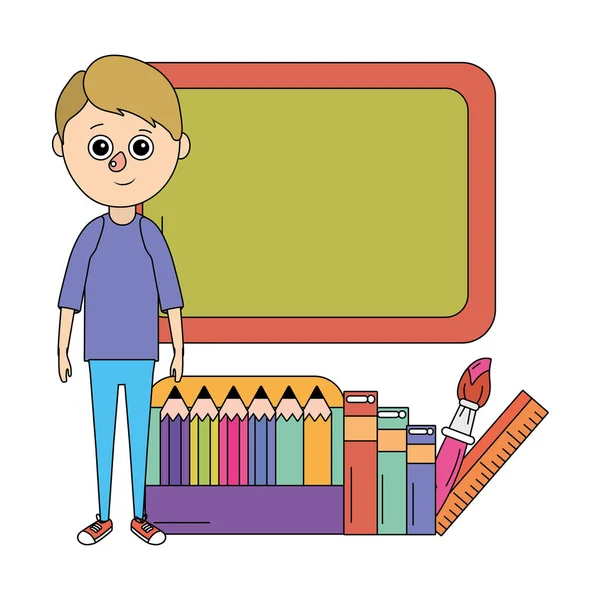 Escola educação menino desenhos animados —  Vetores de Stock