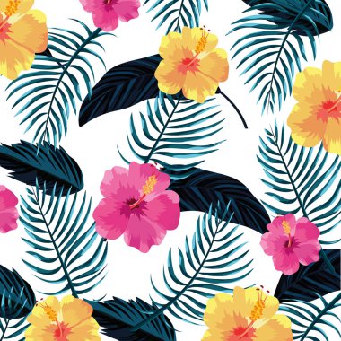 güzel tropik çiçekler çizgi film