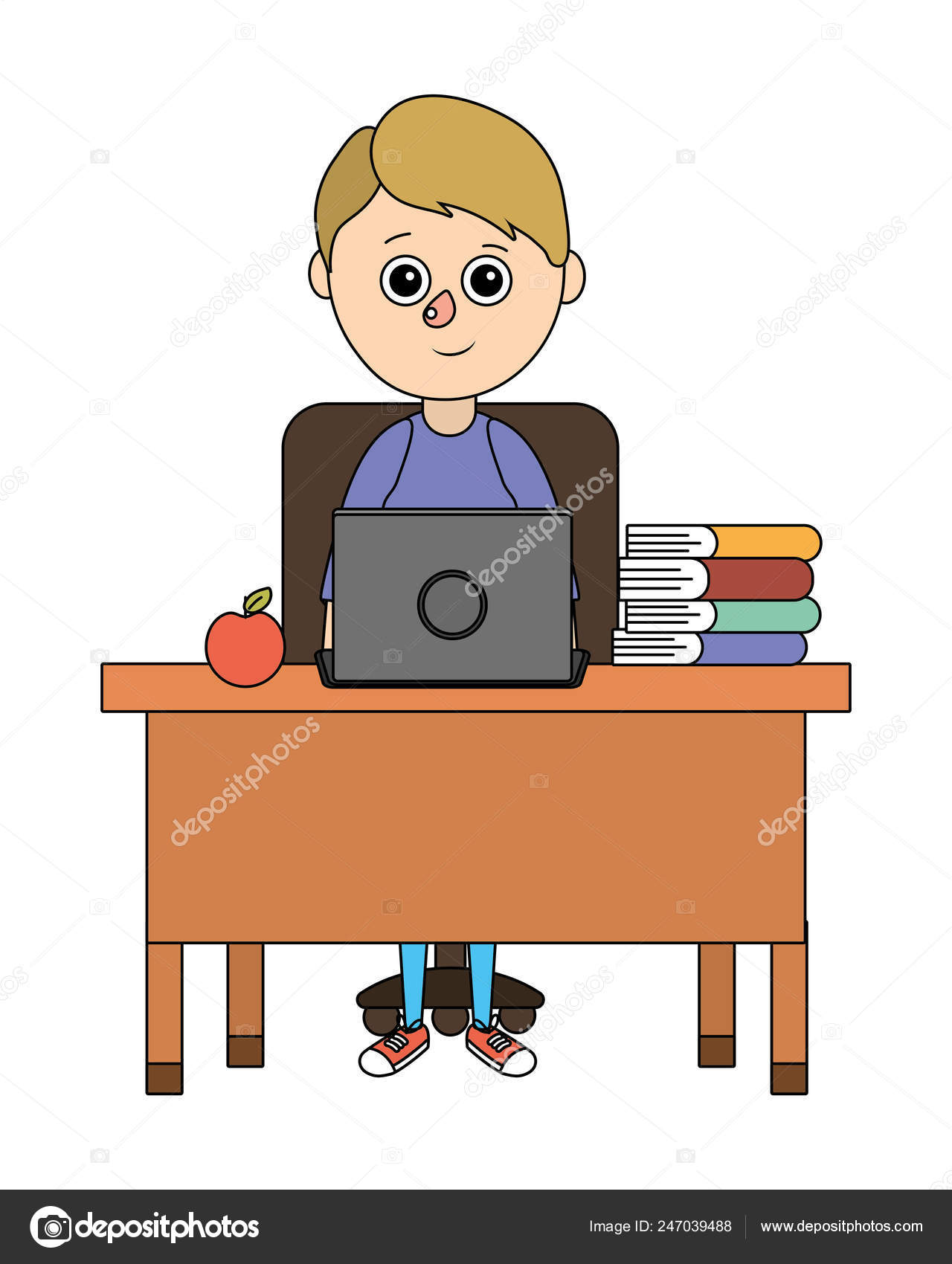 School Student Boy Cartoon Stock Vector C Stockgiu 247039488