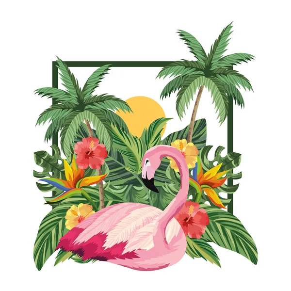 Tropikalne kreskówka flamingo — Wektor stockowy