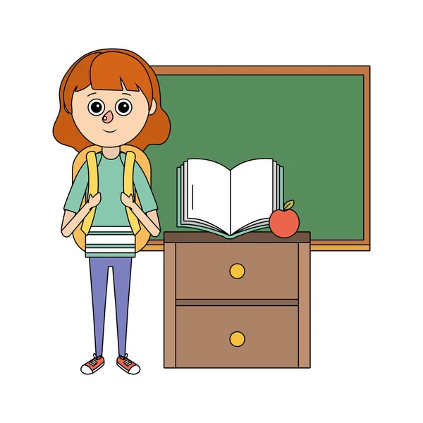 School meisje cartoon — Stockvector