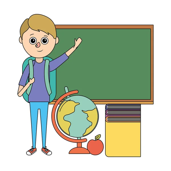 Buitenschoolse jongen cartoon — Stockvector