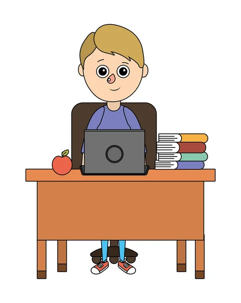 Skolan student boy cartoon — Stock vektor