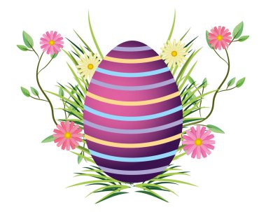 çiçekler karikatür vektör çizim grafik tasarım ile Paskalya yortusu yumurta