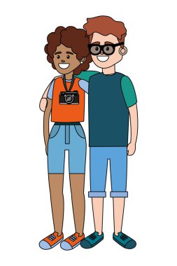 turist çift çizgi film