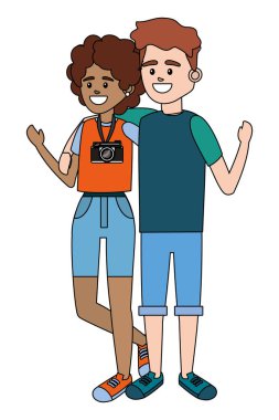 turist çift çizgi film