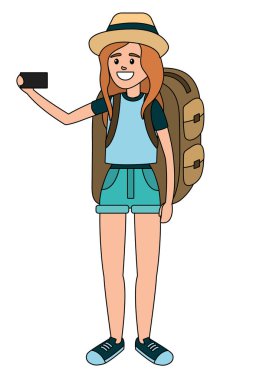 turist kadın karikatür