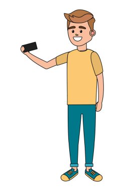 Genç turizm adam çizgi film