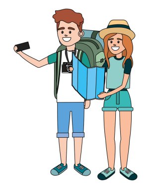 turist çift çizgi film