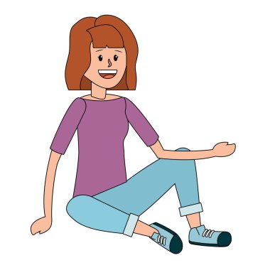 Genç kadın çizgi film