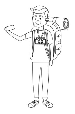 Genç turizm adam çizgi film