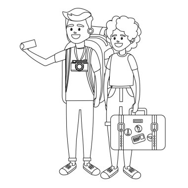 turist çift çizgi film