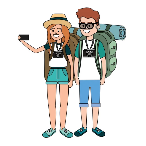 tourist couple cartoon
