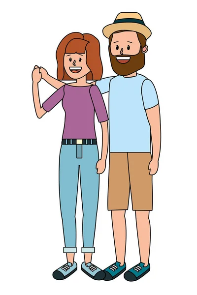 Jovem casal desenhos animados —  Vetores de Stock