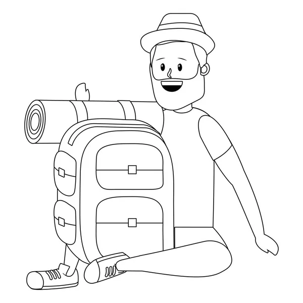 Touriste homme dessin animé — Image vectorielle
