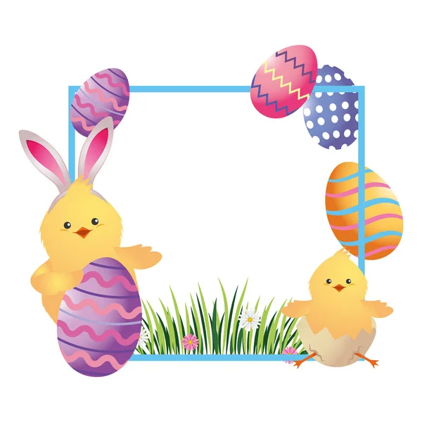 Easter chickens cartoon — Stock Vector