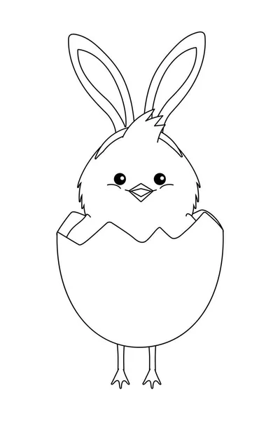 Chick met bunny oren — Stockvector
