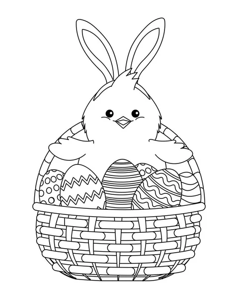 Poussin avec des oreilles de lapin — Image vectorielle