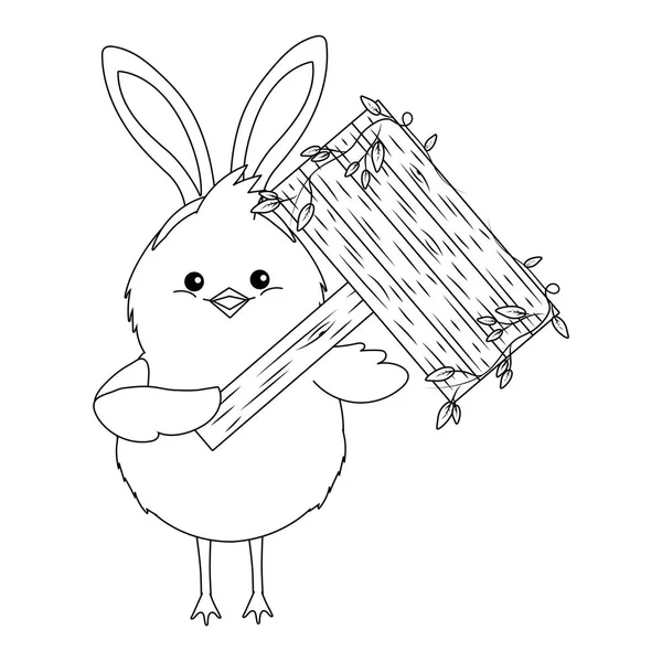 Poussin avec des oreilles de lapin — Image vectorielle