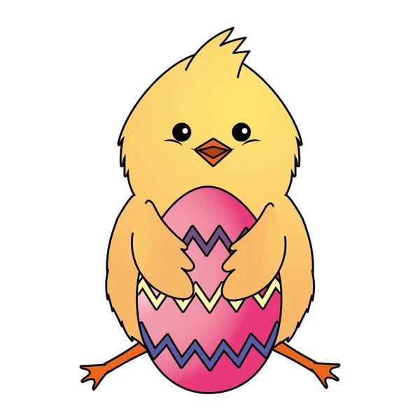 Pulcino con uova di Pasqua — Vettoriale Stock