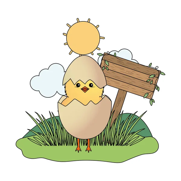 Курица в яичной скорлупе — стоковый вектор