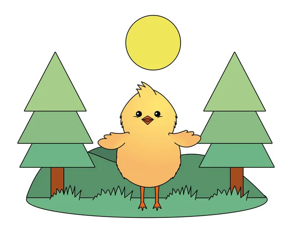 Chick in parkscape — Stockvector