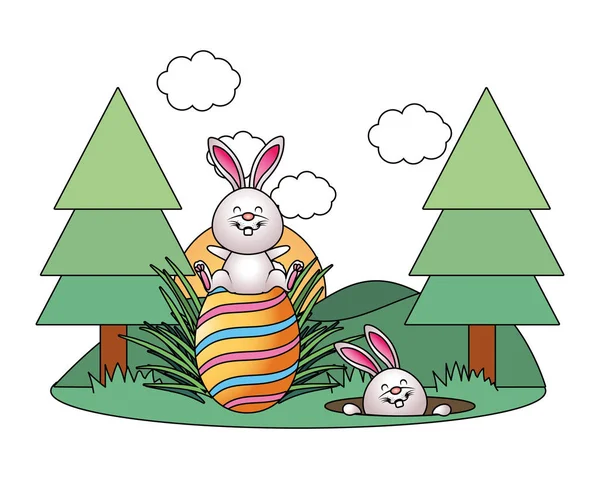 Bunny with easter eggs — Stock Vector