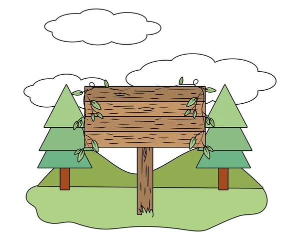 公园景观中的木制标志 — 图库矢量图片