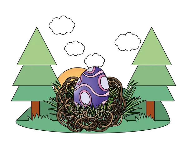 Huevos de Pascua en un nido — Vector de stock