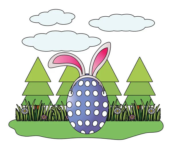 Velikonoční vajíčko s uši zajíček — Stockový vektor