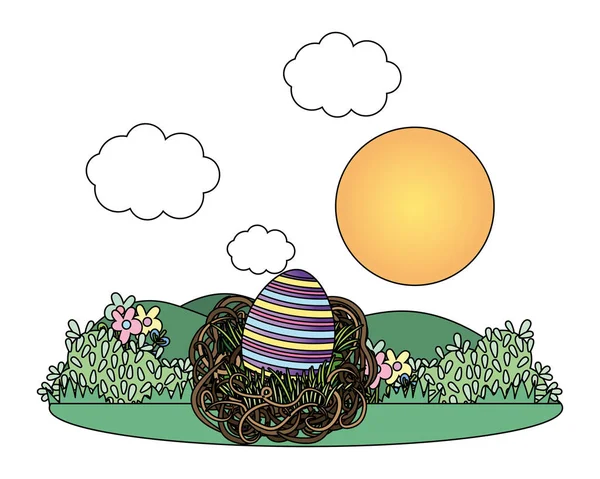 Пасхальные яйца в гнезде — стоковый вектор