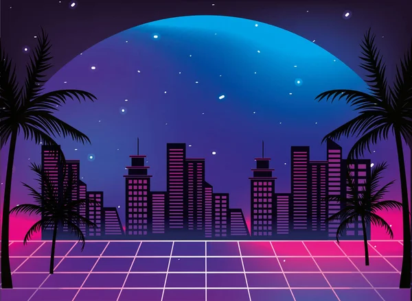 Estilo retro del paisaje urbano — Vector de stock