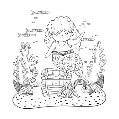 Hazine sandığı ile güzel deniz kızı