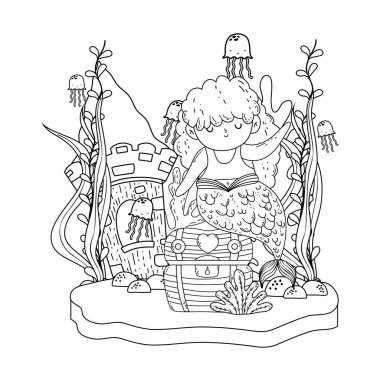 Deniz yosunu fairytale karakter ile güzel deniz kızı