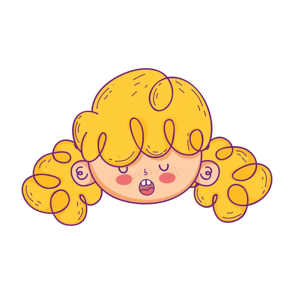 Cute little girl head character — Stock Vector