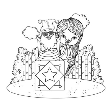 sürpriz kutusu ve elf kafa alanında ile küçük kız