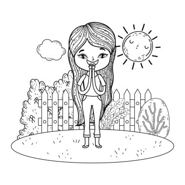 güzel küçük kız peyzaj